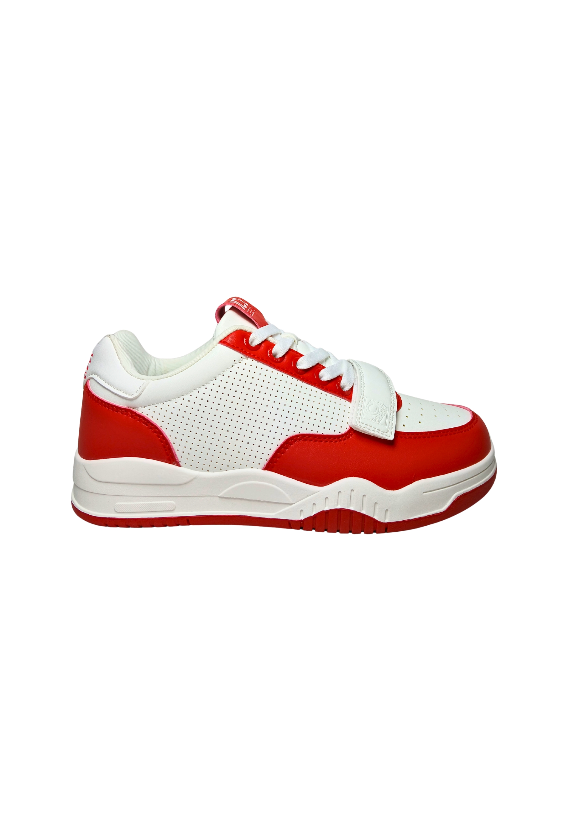 Shoes Adult unisex Iceberg White and red. Leather upper, perforated details, closure with laces, additional Velcro strap.