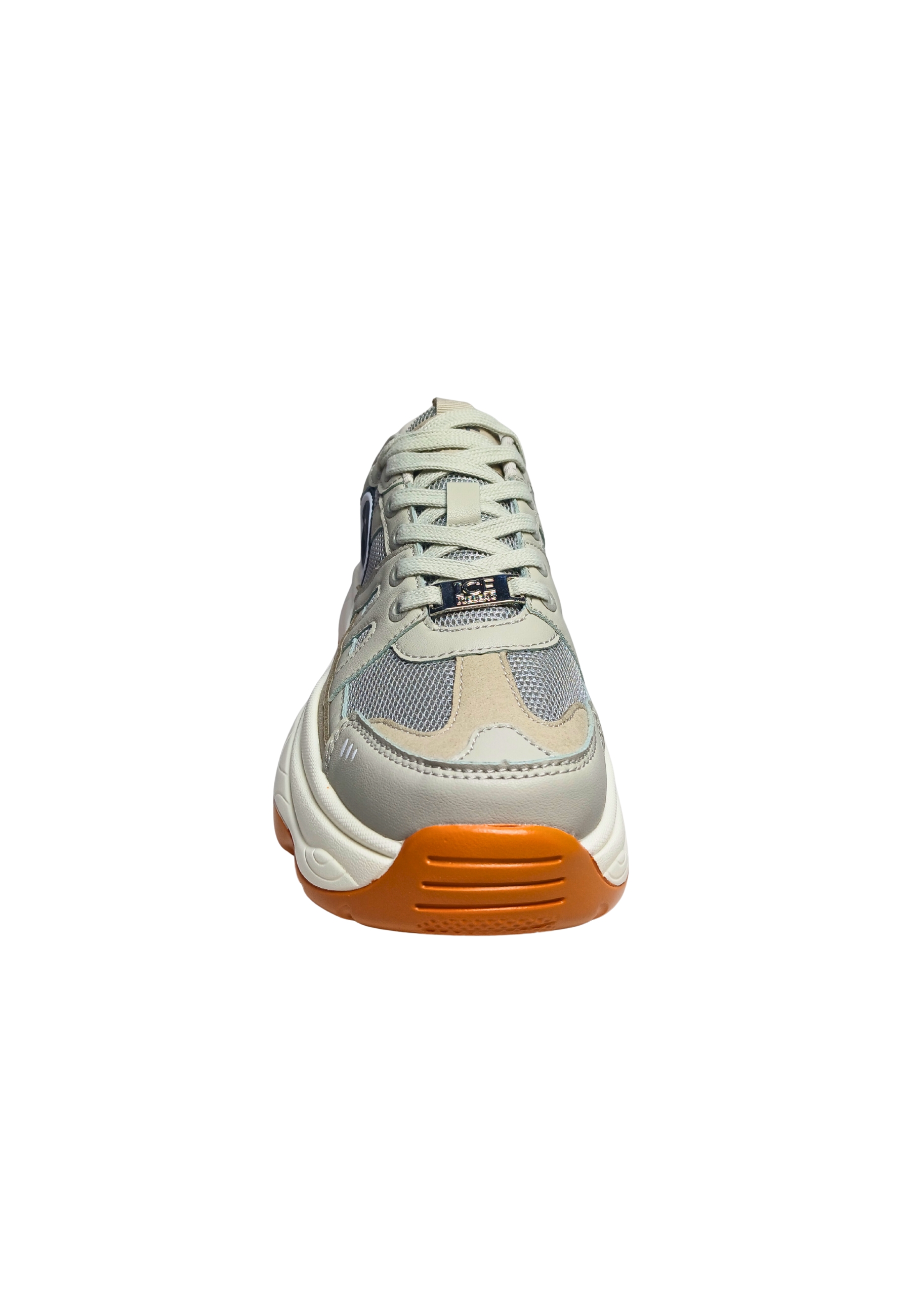 Shoes Adult unisex Iceberg Sports beige sneakers. Side logo, laces closure.