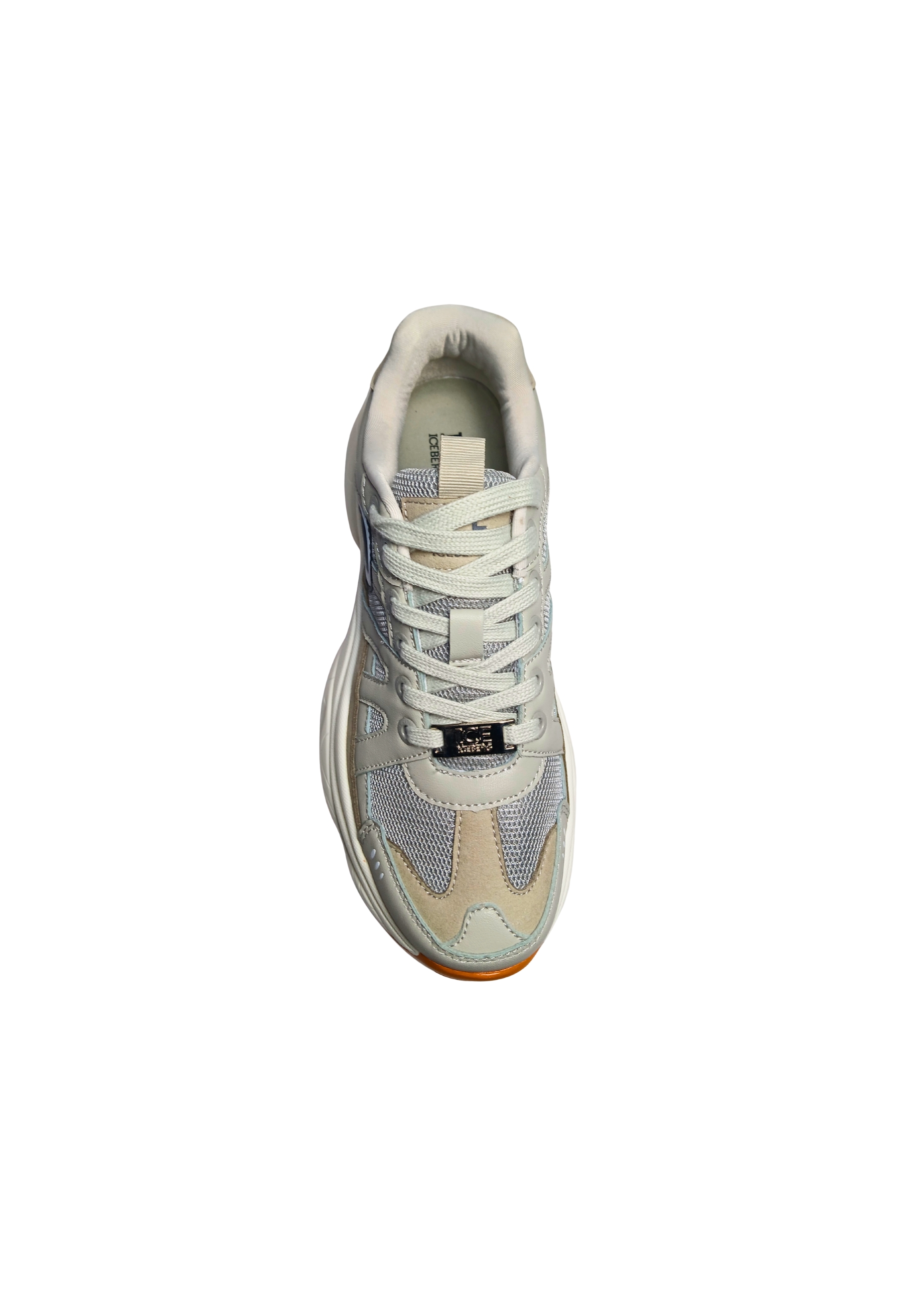 Shoes Adult unisex Iceberg Sports beige sneakers. Side logo, laces closure.