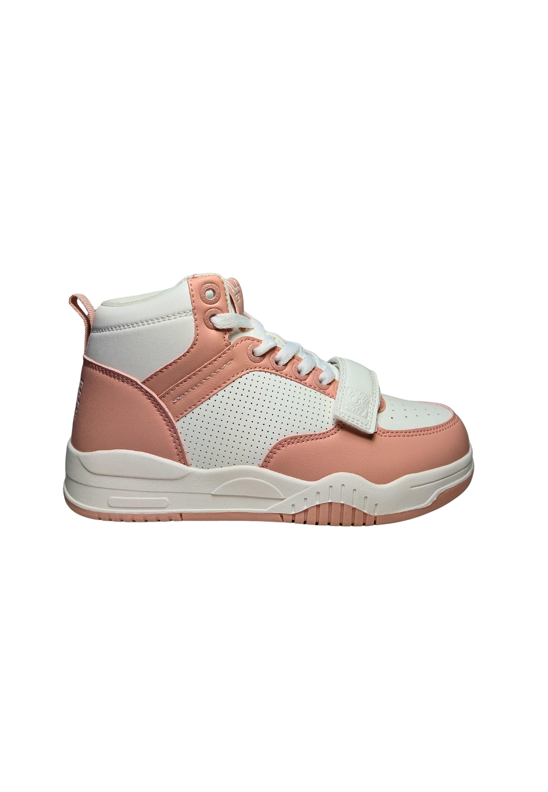 Shoes Adult unisex Iceberg White and pink. Leather upper, perforated details, closure with laces, additional Velcro strap.