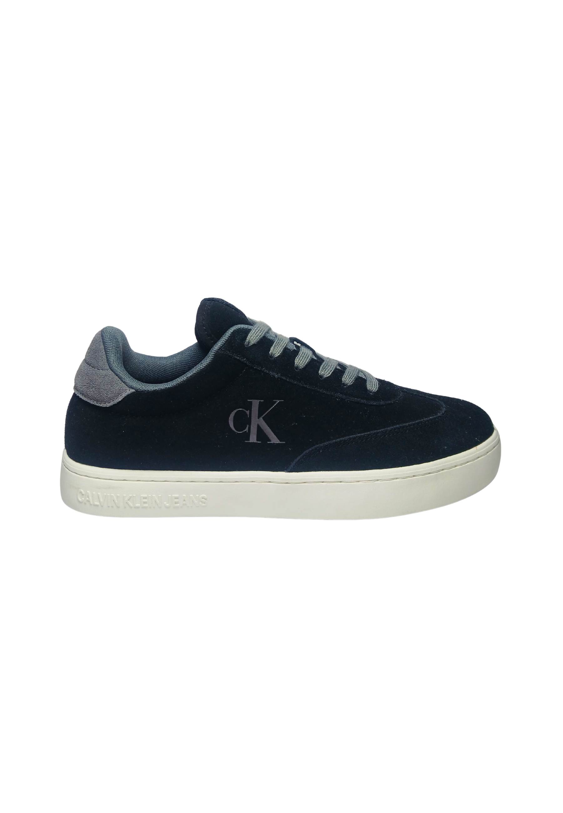 Scarpe Uomo Calvin Klein Jeans Sneakers basse, logo laterale, lacci grigio 