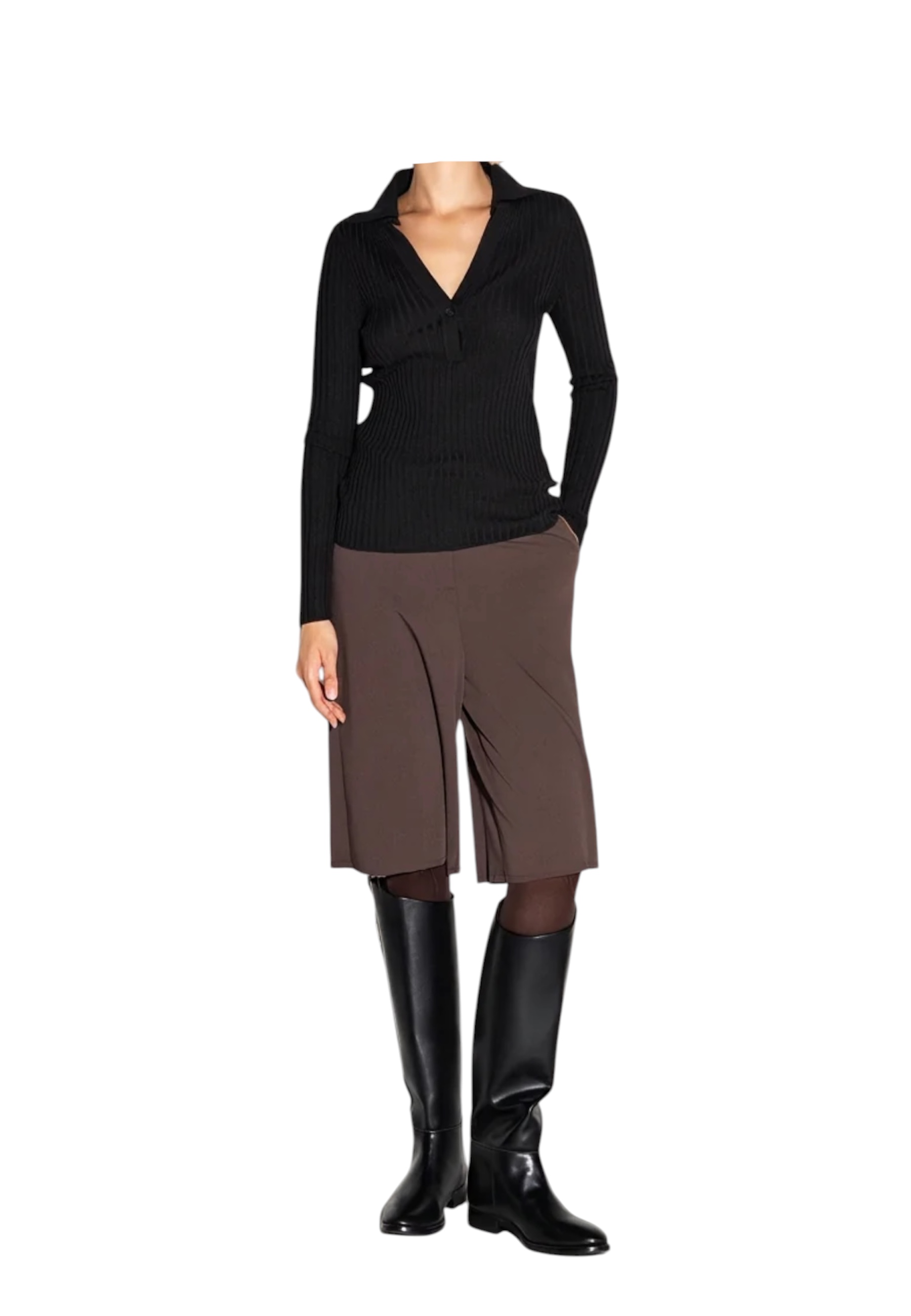Women's knitted polo Akep at ribs