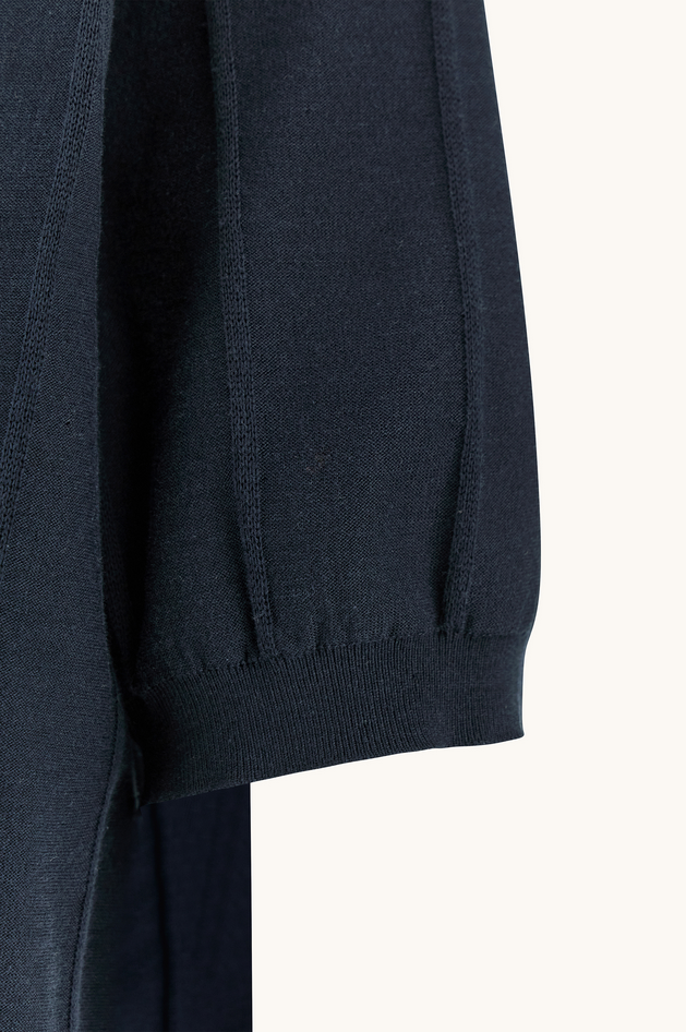 maglia girocollo in cotone piuma con dettagli in lino uomo blu