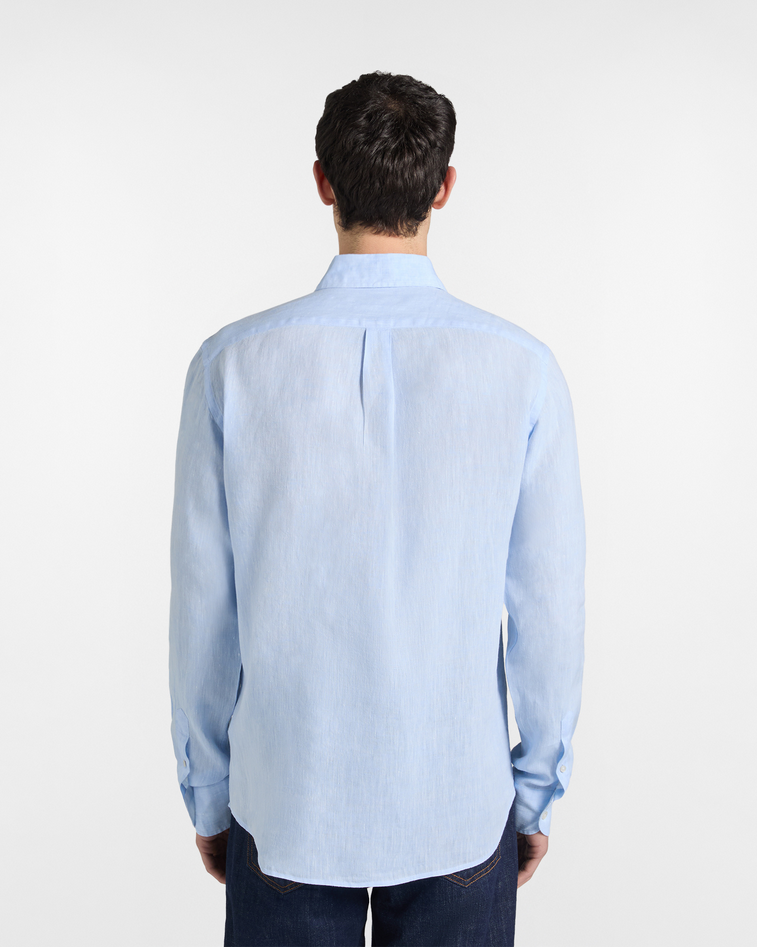 camicia in puro lino regular fit uomo celeste