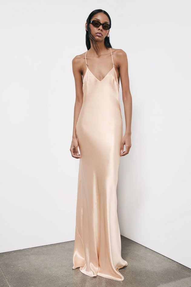 abito in raso donna rosa