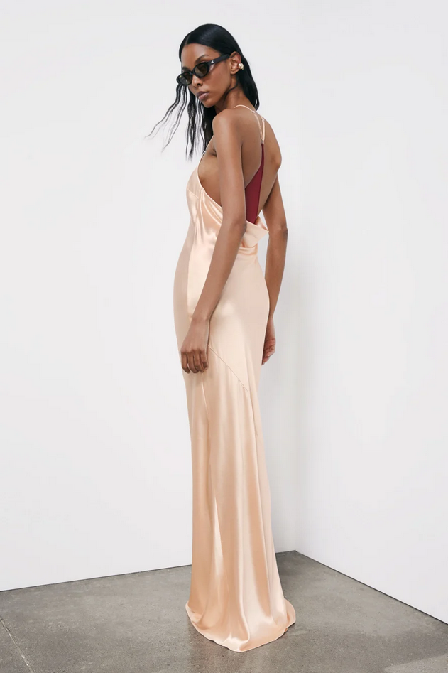 abito in raso donna rosa