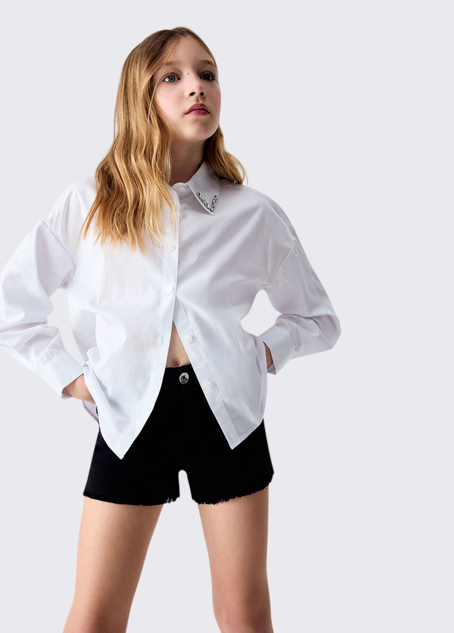 shorts in drill bambina nero
