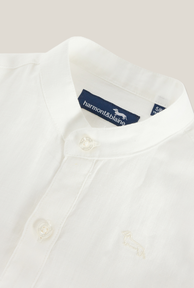 linnen shirt met borduurwerk baby wit