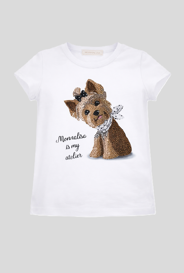 T-shirt chien fille blanc
