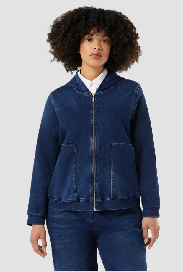 dark jacket woman blue night