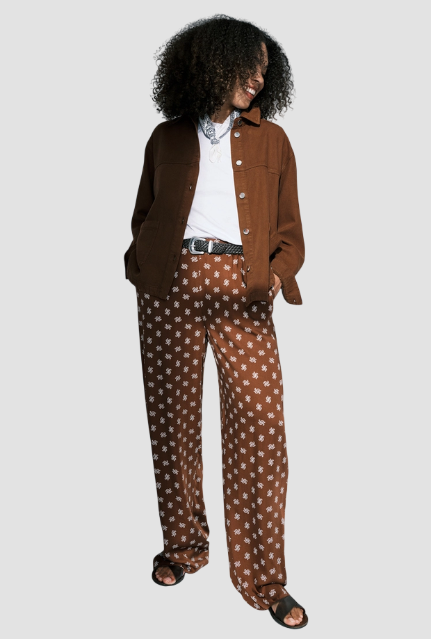 Pantalones Satin de Mujeres Brown