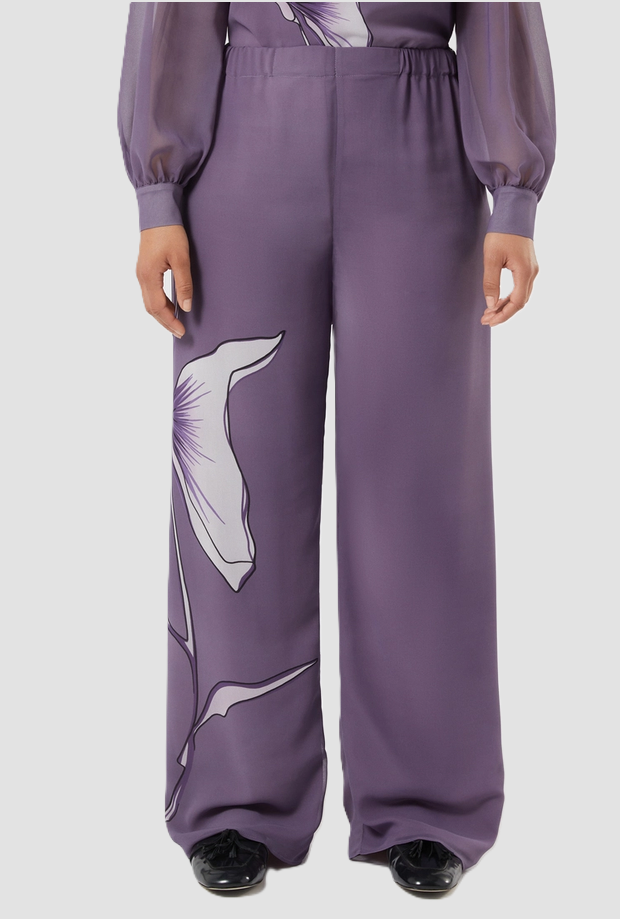 trousers in georgette woman malva