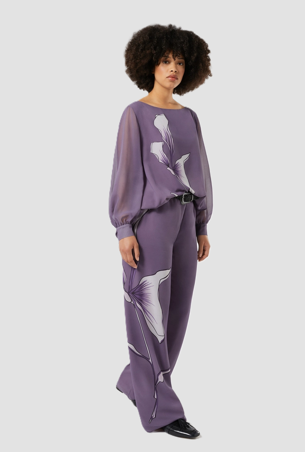 trousers in georgette woman malva