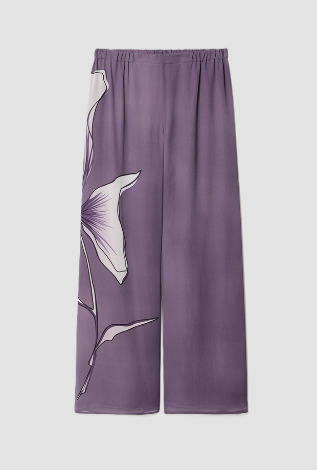 trousers in georgette woman malva