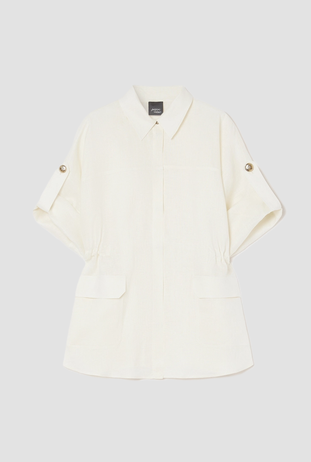 chaqueta de lino mujer marfil