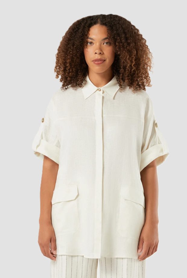 chaqueta de lino mujer marfil