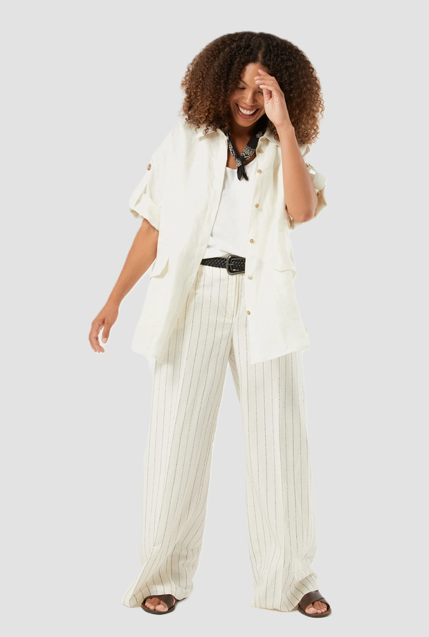 chaqueta de lino mujer marfil
