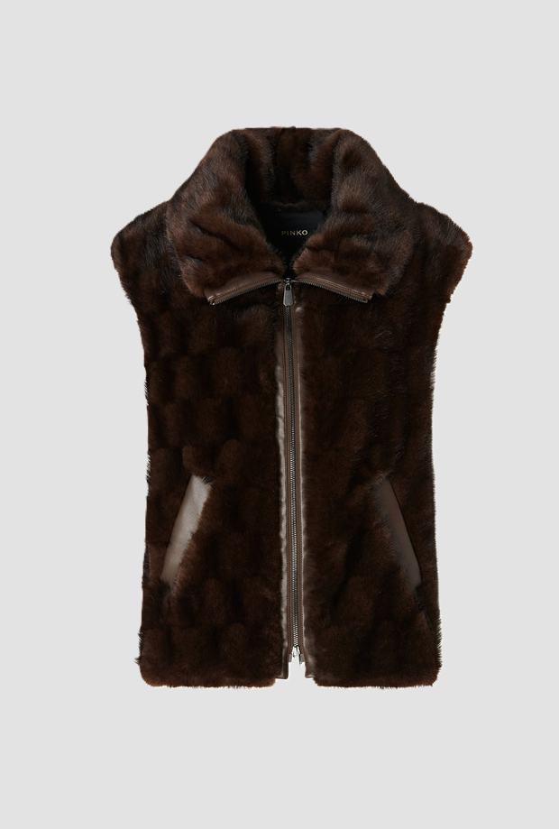 vest simil-pelliccia frau braun
