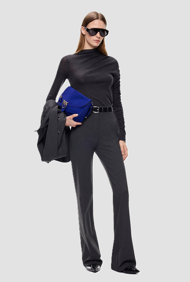 Women's gray fabric trousers