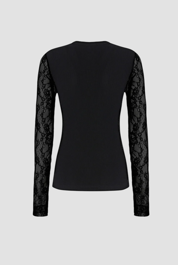 maglia con maniche in pizzo donna nero
