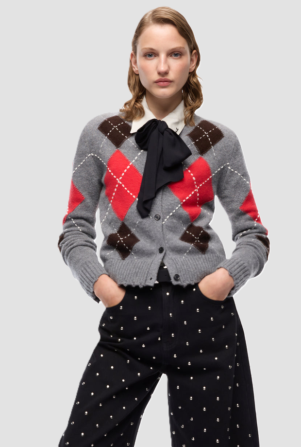cardigan round neck gray-brown woman