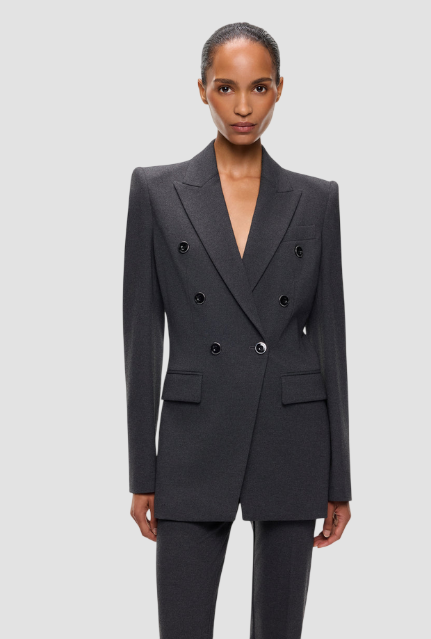 veste double-breasted slim fit femme gris foncé