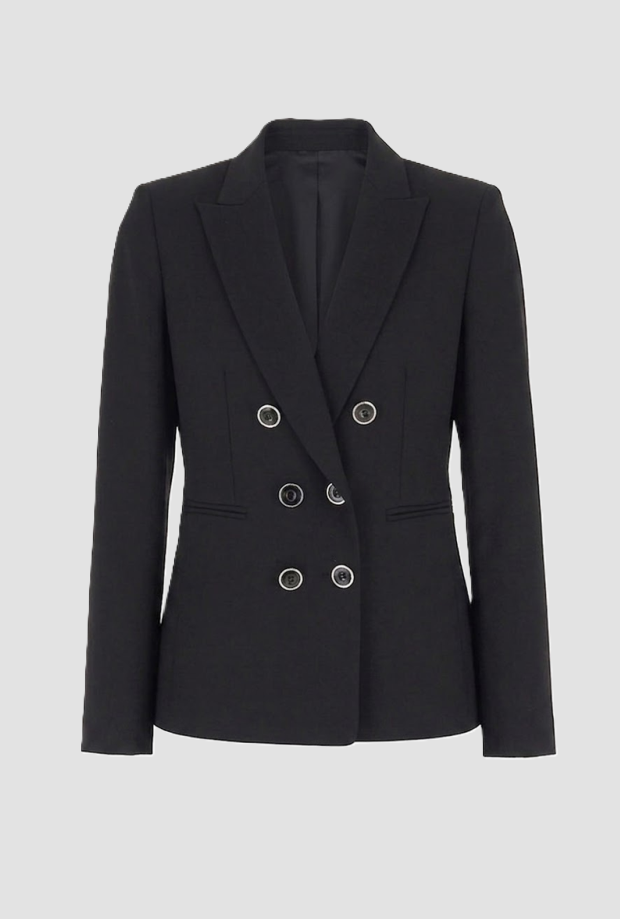 double-breasted black woman jacket