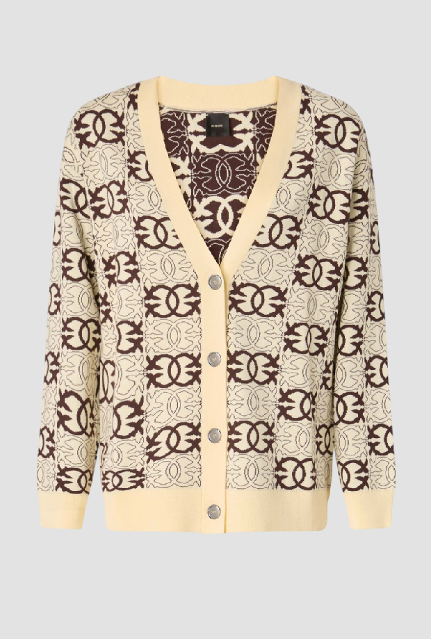 cardigan a v amor pájaros mujer beige-brown