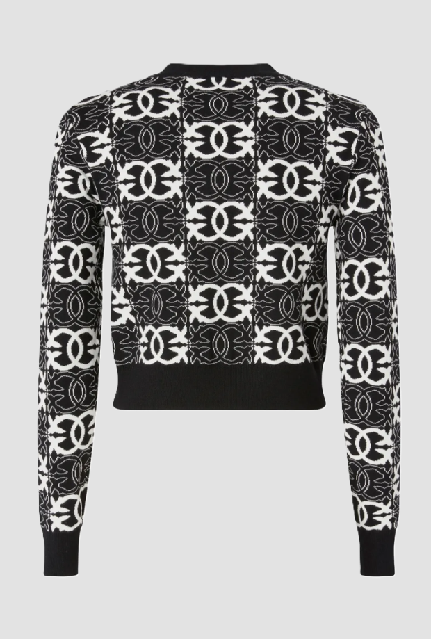 maglia cropped love birds donna nero-bianco