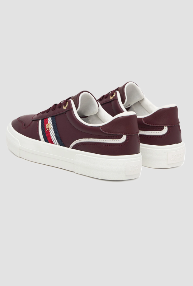 zapatos de cuero con mujer de plataforma burgundy