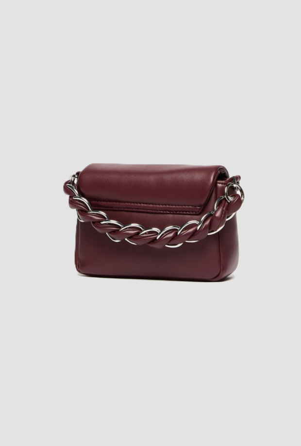 pequeña bolsa de musa con bordados burdeos