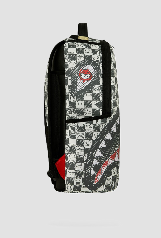 mochila con chequeo gráfico unisex blanco-negro