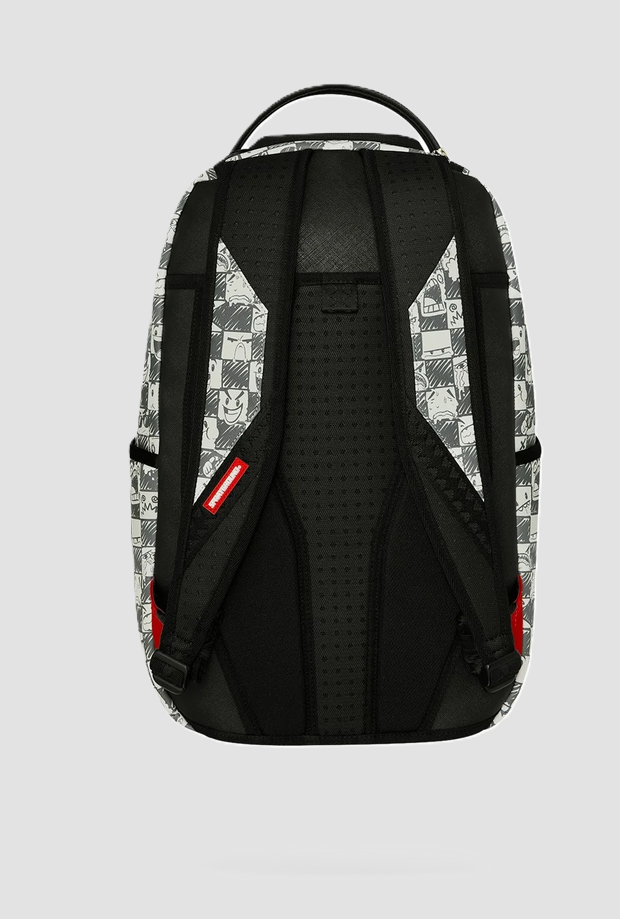 mochila con chequeo gráfico unisex blanco-negro
