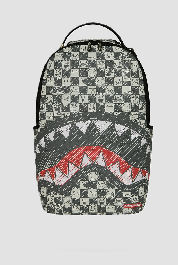 mochila con chequeo gráfico unisex blanco-negro