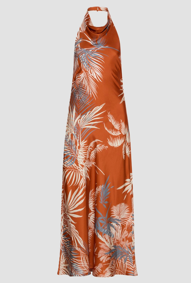 robe en soie avec imprimé femme rouille