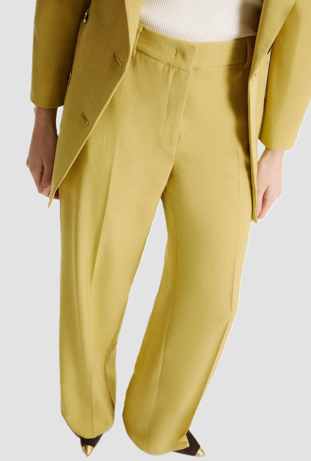 pantalone in tela donna oliva