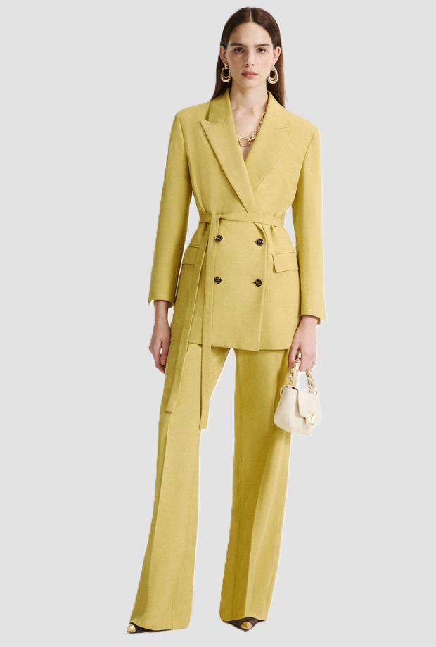 pantalone in tela donna oliva