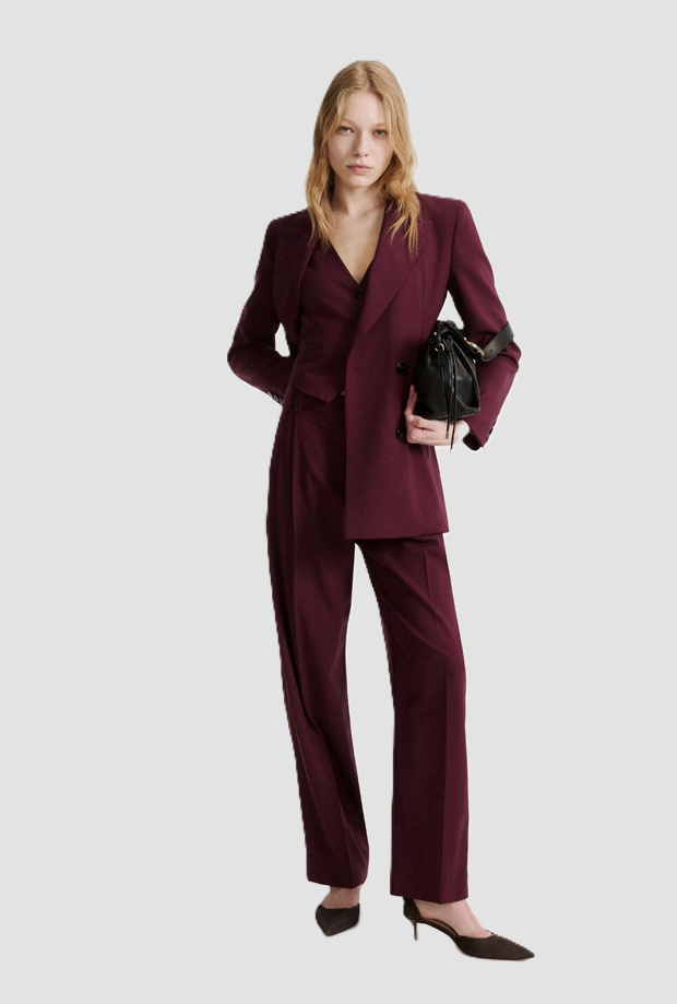 double-breasted jacket woman burgundy