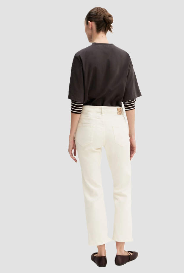 pantalone slim fit donna panna