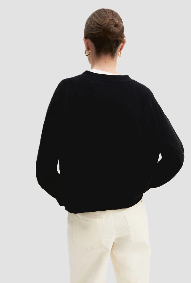 cardigan mit schwarz v Frau Ausschnitt