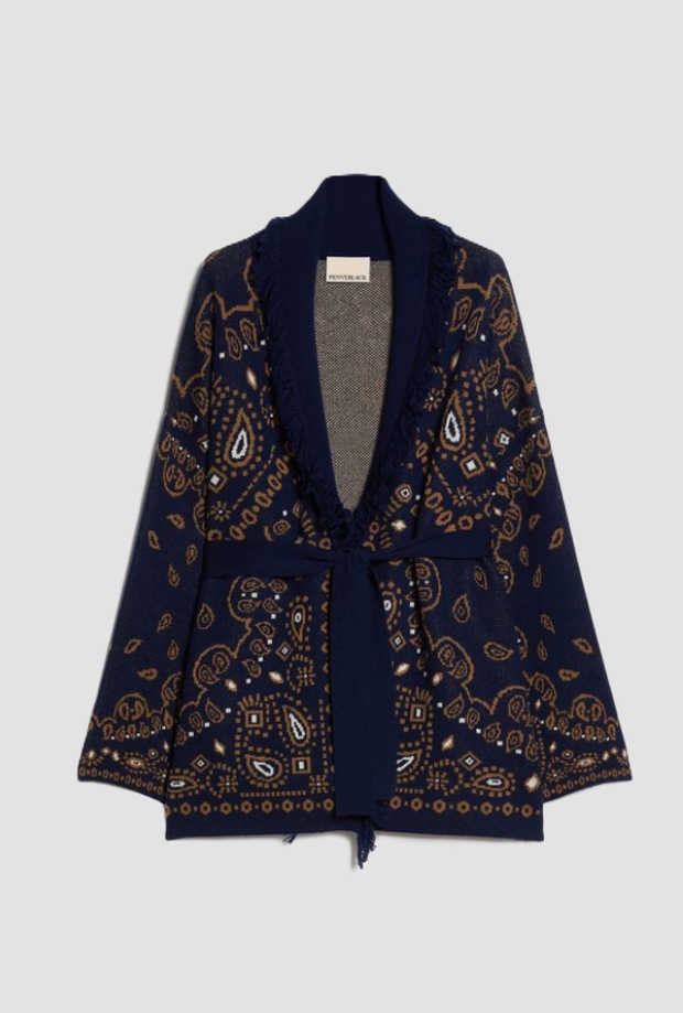 cardigan en lana mezclada mujer azul