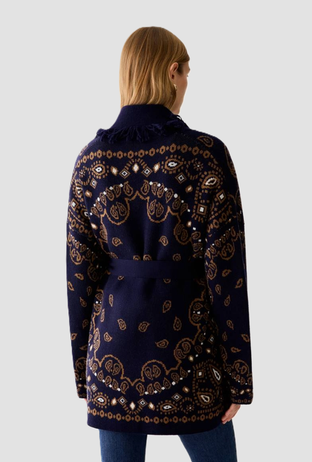 cardigan en lana mezclada mujer azul