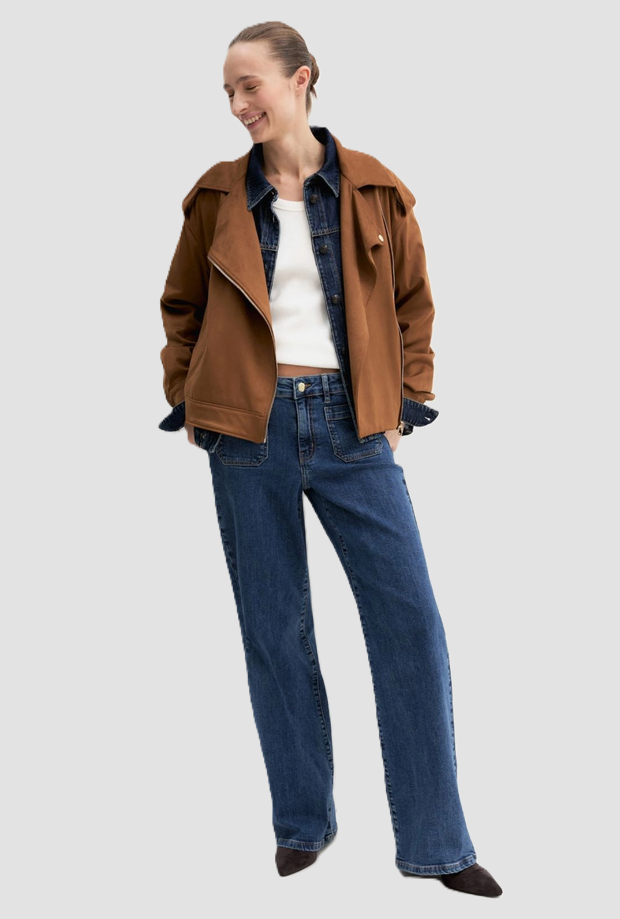 motos chaqueta mujer coñac