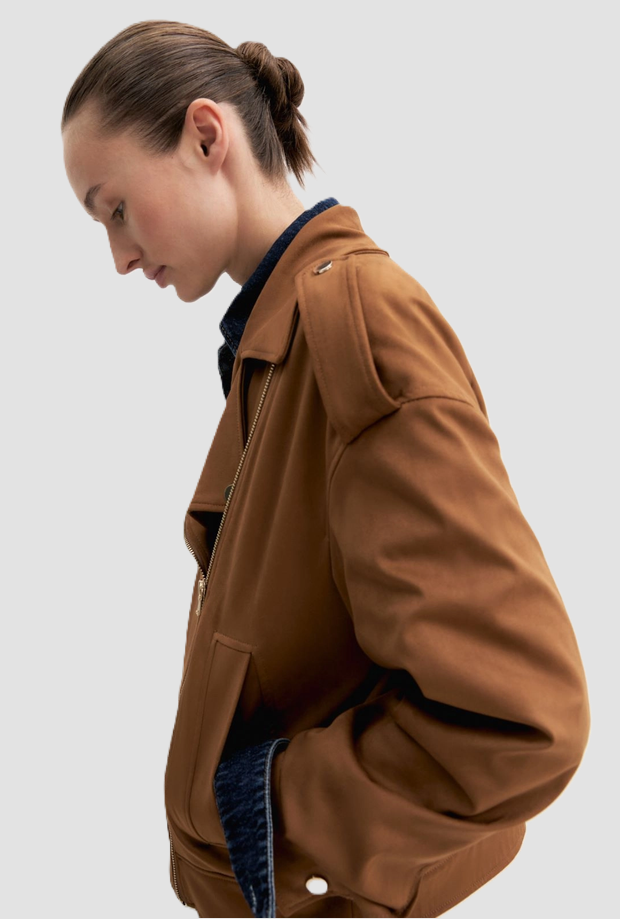 motos chaqueta mujer coñac