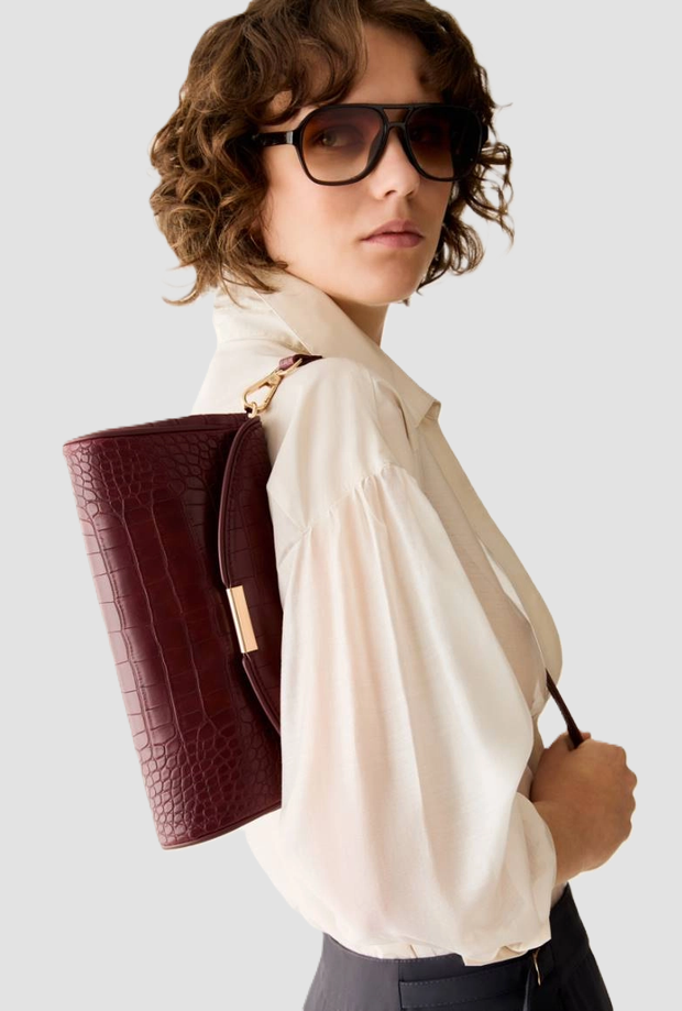 bolsa cocodrilo mujer burgundy