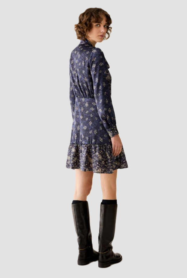 dress with print paisley woman blue