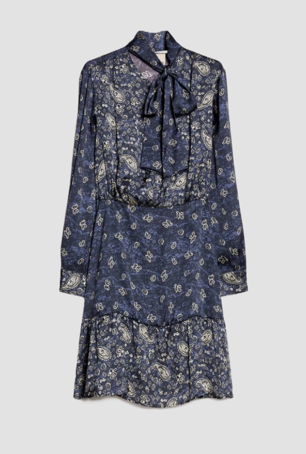 dress with print paisley woman blue