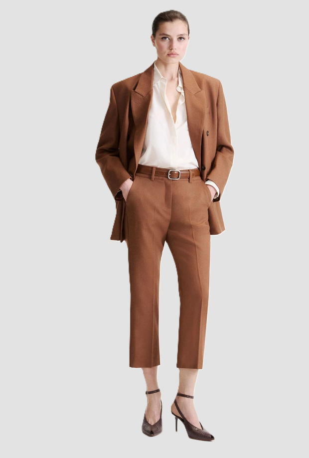 pantalone in lana donna caramello