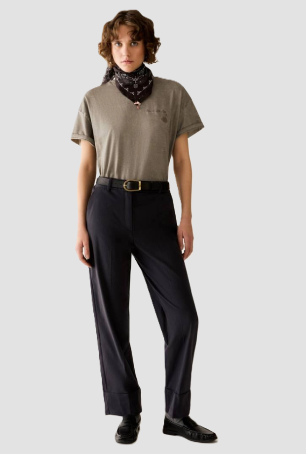 Women's Blue Cotton Satin Pants