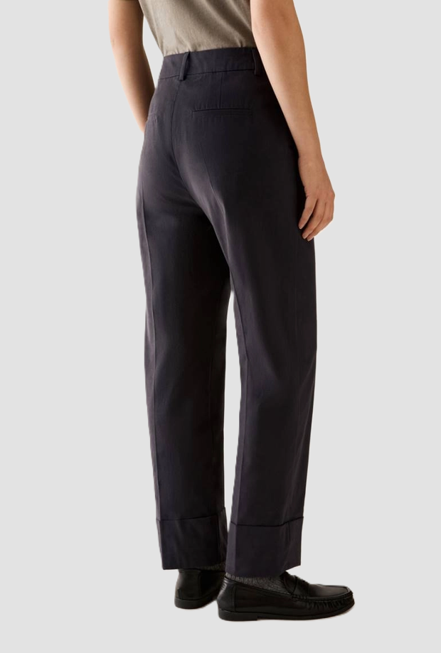 Women's Blue Cotton Satin Pants